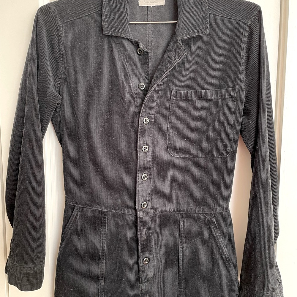 Outerknown Outpost Corduroy Jumpsuit, Black, Small, Button down